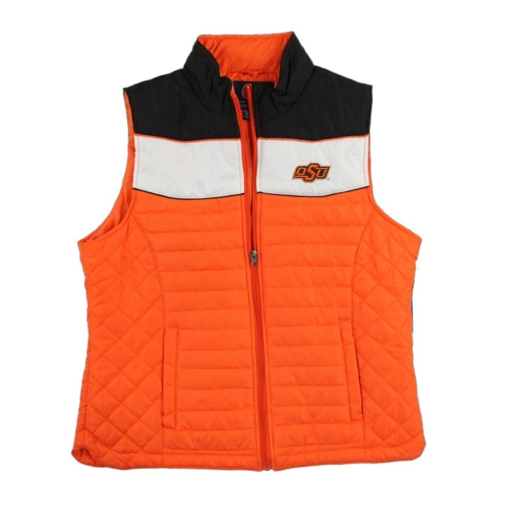 New G-III Vest Mens Size XXL Oklahoma State Cowboys Orange Black Quilted‎ Zip